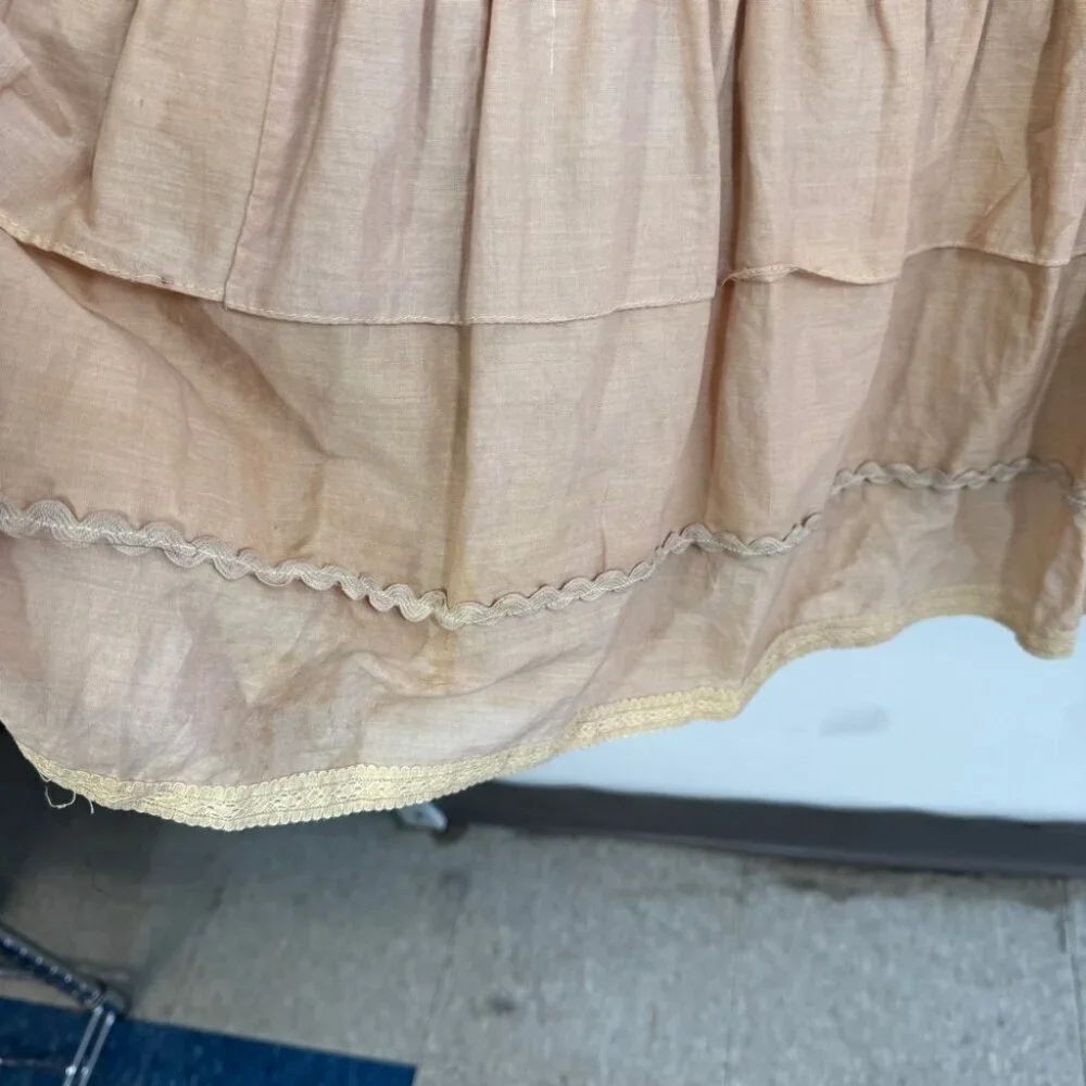 Camelot Italy Peach Lace Tiered Midi Skirt Size S Boho Romantic Cottagecore